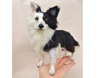 Needle Felted  Border Collie Sculpture: Custom Memorial sculpture