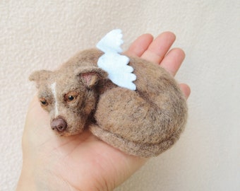 Needle Felted Dog Sculpture: Custom Pet Portrait, Bull Terrier Art