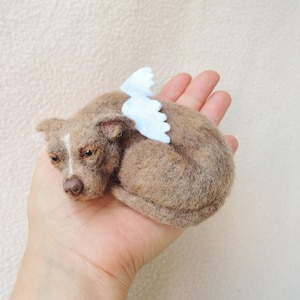 Needle felted dog sculpture - Pit Bull - Bull Terrier laying sculpture - felted pet portrait