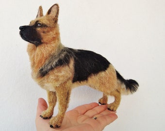 Needle felted wolf- German Shepherd - dog sculpture - dog portrait - custom made memorial