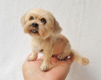 Needle felted dog miniature - Lhasa Apso - Tibetan Terrier - 1/6 scale - miniature custom pet portrait