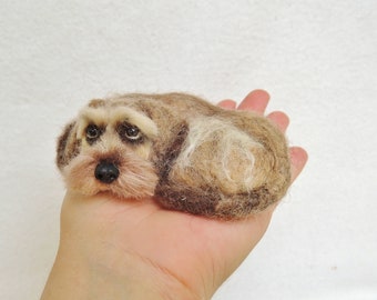 Needle Felted Dachshund Sculpture: Handmade Wool Pet Portrait
