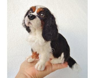 Needle felted dog - Spaniel - Cavalier King Charles Spaniel - dog sculpture - dog portrait
