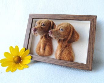 Custom Needle Felted Dog Portrait: Framed Realistic Pet Replica