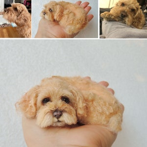 Needle felted dog sculpture Cockapoo Spaniel Poodle Yorkshire Terrier laying sculpture felted pet portrait image 9