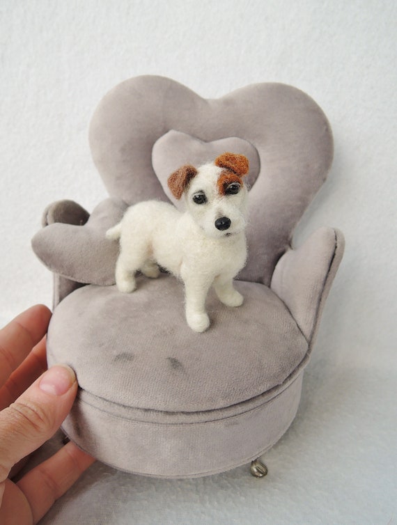 Needle Felted Jack Russel Terrier Dog Sculpture: Custom Pet Memorial