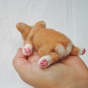 Needle felted dog sculpture Welsh Corgi laying sculpture felted pet portrait image 4