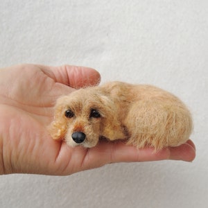 Needle felted dog sculpture Cockapoo Spaniel Poodle Yorkshire Terrier laying sculpture felted pet portrait image 10