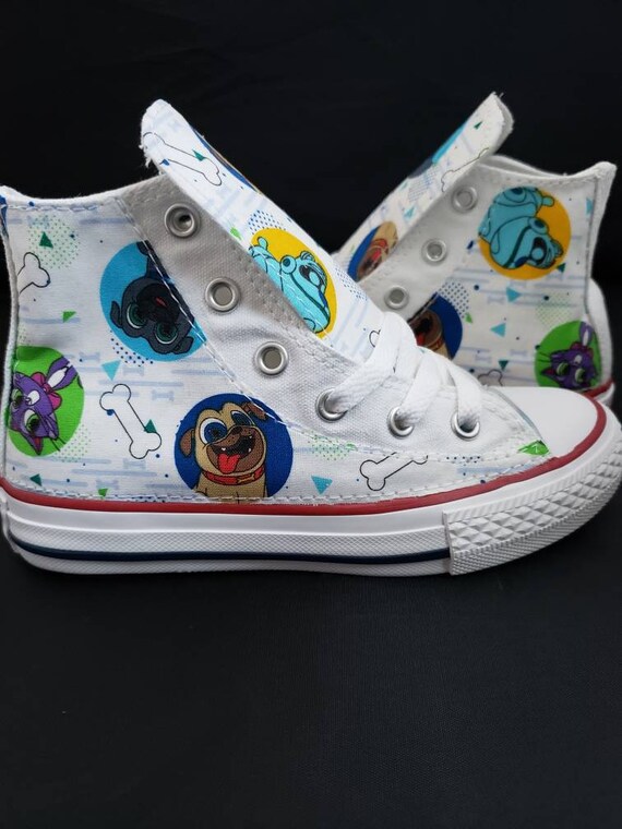 White puppy dog pals custom Converse shoes, puppy dog pal birthday party gift, athletic shoe, bob, hissy, bingo, rolly by hallwayz designs White puppy dog pals custom Converse shoes, puppy dog pal birthday party gift, athletic shoe, bob, hissy, bingo, rolly by hallwayz designs