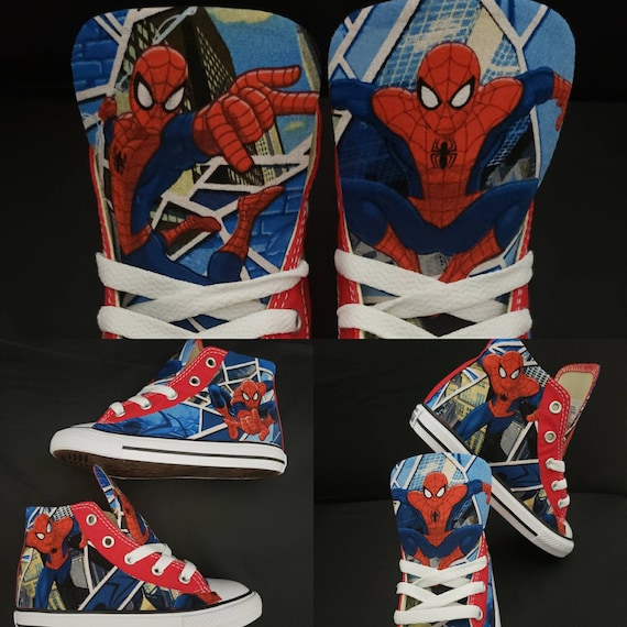 Custom Marvel Spider man Converse Shoes Superhero Spiderman Custom Marvel Spider man Converse Shoes Superhero Spiderman