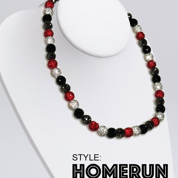 Baseball Bling Rhinestone Necklace - 20 Inch Sparkling Statement Necklace For Fans & Athletes
