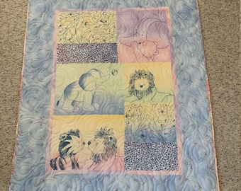 Baby Blanket Patchwork Baby Quilt Stroller Crib Quilt Baby Girl Quilt Moda Wrens and Friends 36.25 x 42 Tummy Time Quilted Play Mat