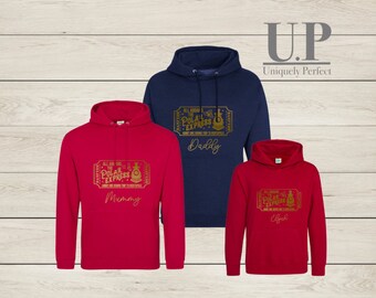 Personalised polar express  holiday hoodies. Family matching Christmas hoodies
