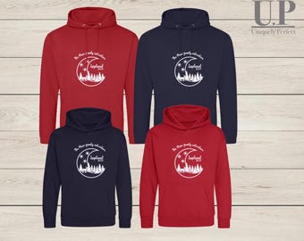 Personalised Lapland holiday hoodies. Family matching Christmas hoodies, Lapland t shirt