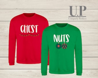 Chestnut jumper , his and hers sweatshirt , matching Christmas jumper , chest nuts , funny Christmas sweater
