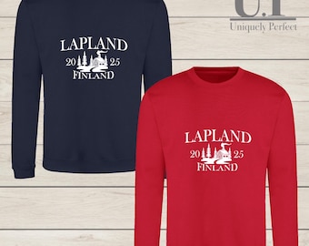 Personalisiertes Lappland Finnland Sweatshirt, Feiertags-Sweatshirt. Passender Weihnachtspullover für die Familie