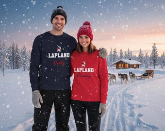 Personalisiertes Lappland Rentier-Sweatshirt, Urlaubs-Sweatshirt. Passender Weihnachtspullover für die Familie