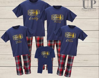 Family Matching Polar Express Pyjamas, perfect for Christmas train ride, Tarten Pyjamas, children and adults