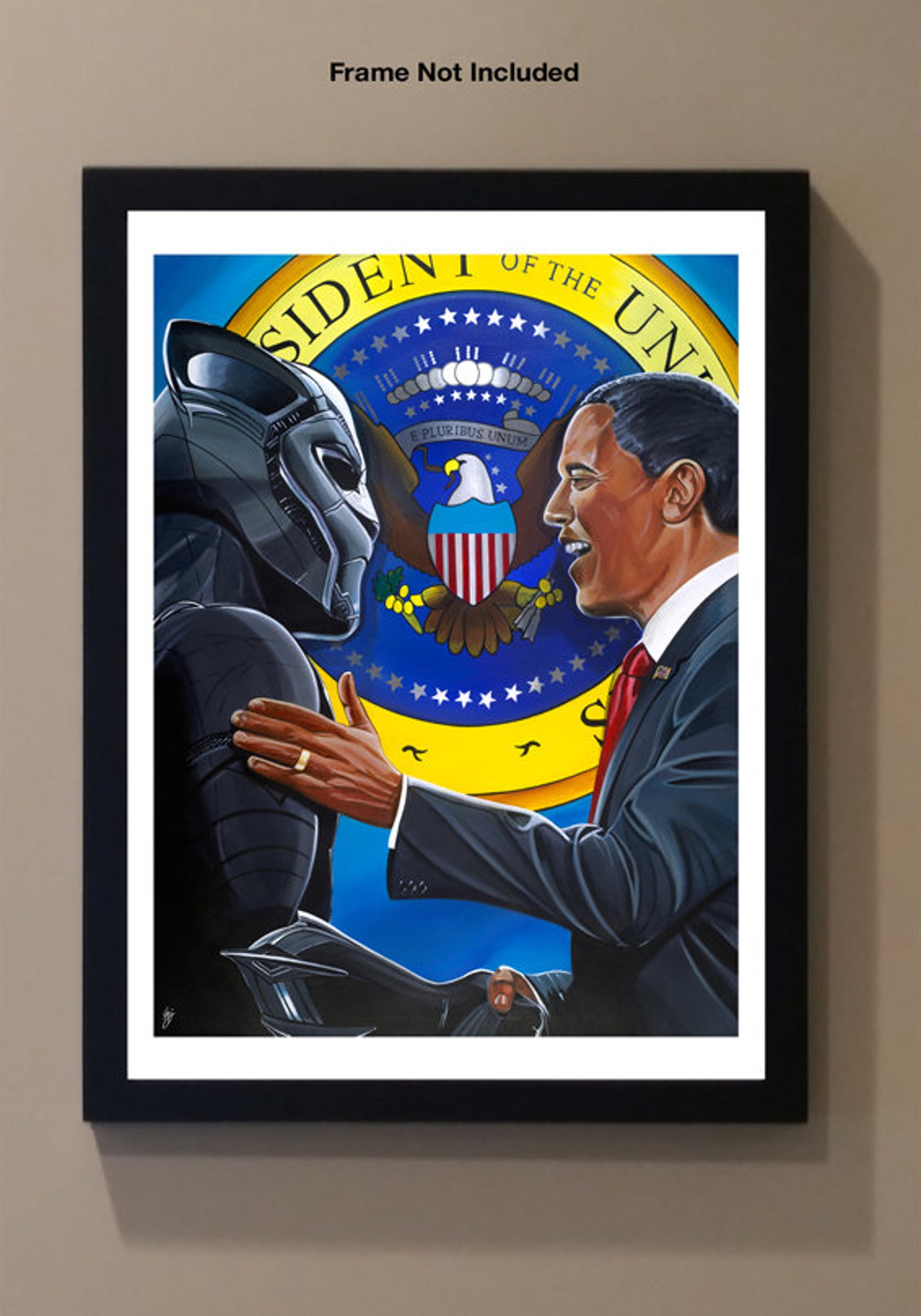 The Black Panther Meets President Obama 12 x 16 | Etsy