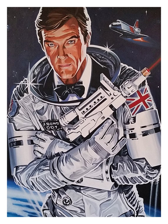 Roger Moore James Bond Roger Moore Art 007 12 X Etsy