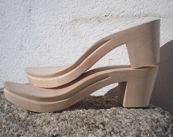 wooden sole heels