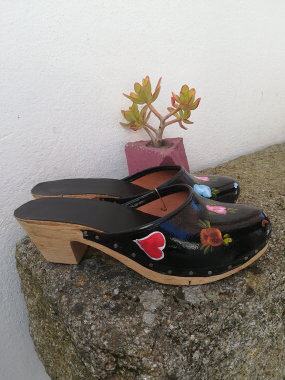 Zuecos de madera pintados a mano zuecos tradicionales | Etsy España