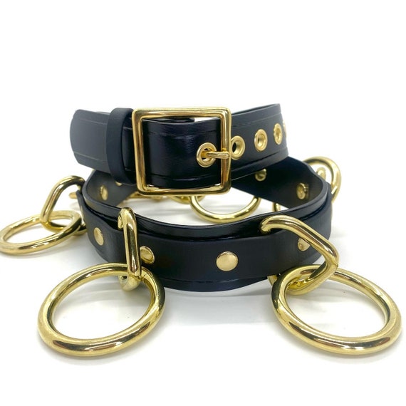 Vegan Bondage Belt With Key Clip Brass Hardware 