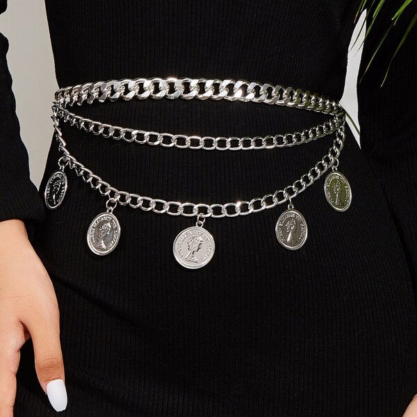 Silver Chain Belt Etsy