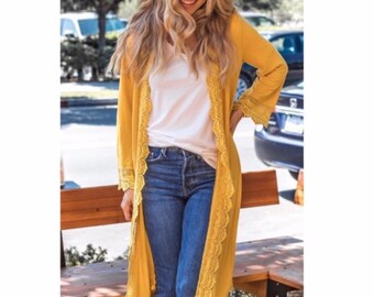 yellow duster sweater