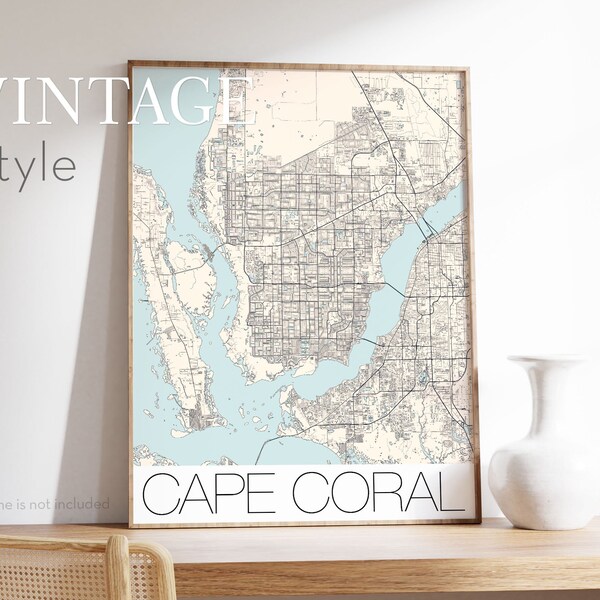 CAPE CORAL Map Wall Art customized poster in a Modern Design, Personalized map gift any location