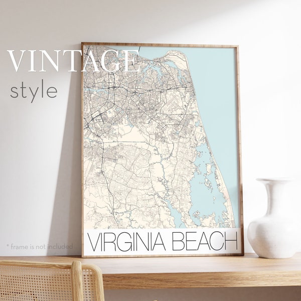 VIRGINIA BEACH Map Wall Art customized poster in a Modern Design, Personalized map gift any location