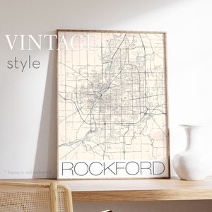 HISTORIX 1880 Rockford City Illinois Vintage Map Poster Wall Art Print, 18  x 24 Inch 