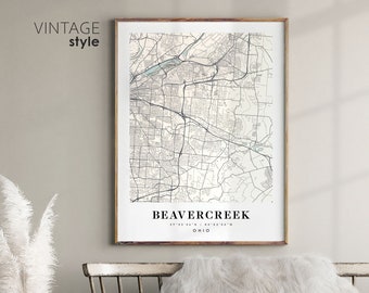 Beavercreek Ohio OH map, Beavercreek city map, Beavercreek print, Beavercreek poster map, Valentine's Day gift