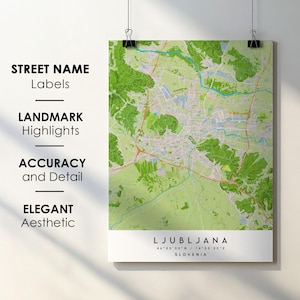 Ljubljana Slovenia City Map Print: Detailed Street Art (Digital Download)