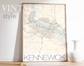 KENNEWICK Map Wall Art affiche personnalisée dans un design moderne, cadeau de carte personnalisé n'importe où