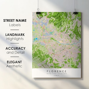 Florence Italy City Map Art Print: Detailed Street Names (Digital Download)
