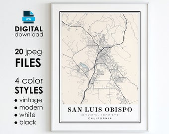 San Luis Obispo Map Print: California City Poster (Digital Download)