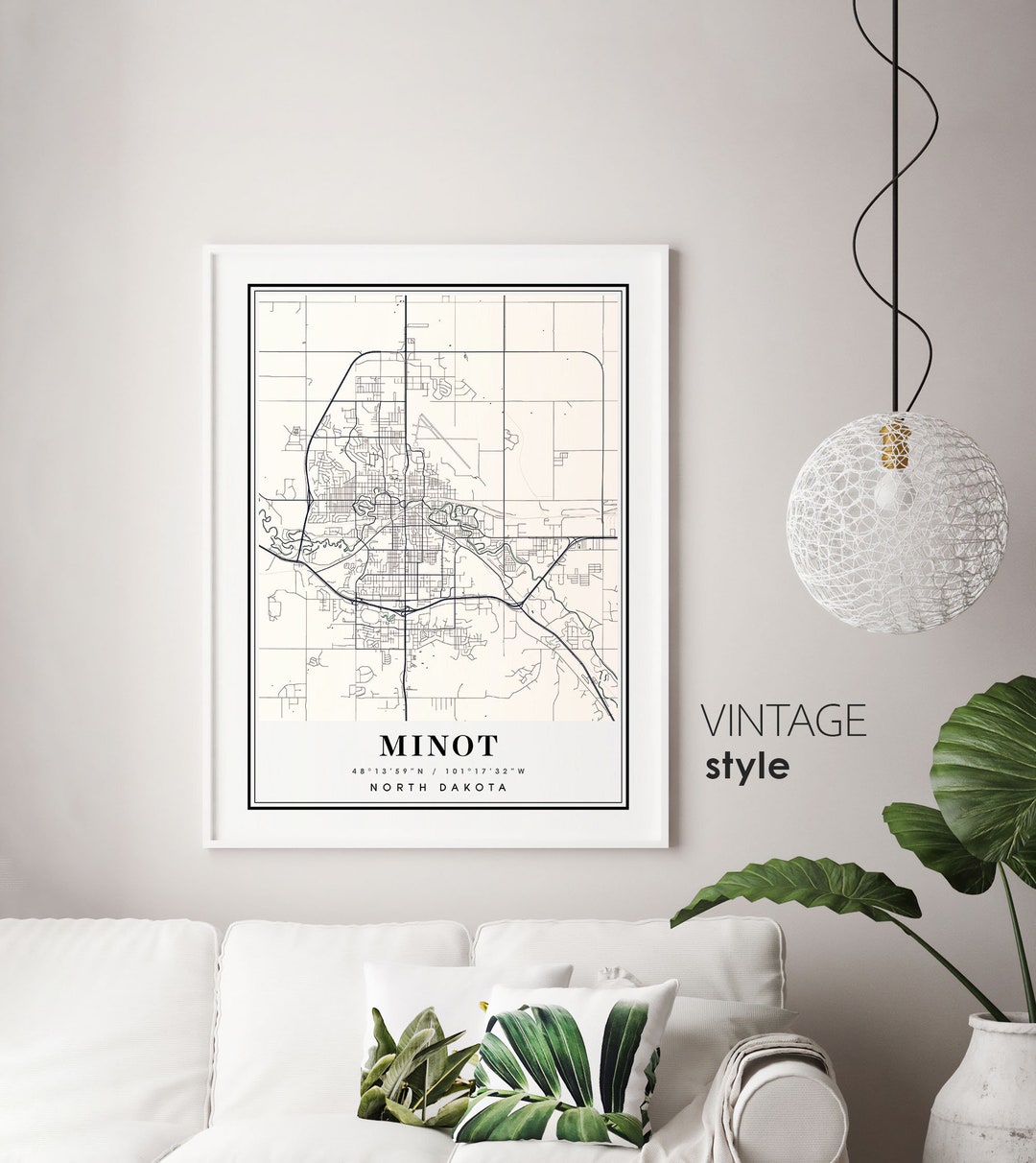 MINOT Map Minot North Dakota City Map Minot ND Print Minot Etsy