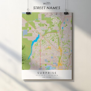Surprise Arizona Stadtplan Print mit Straßennamen (digitaler Download)
