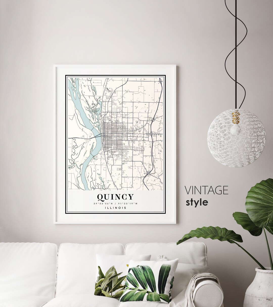 QUINCY Map Quincy Illinois City Map Quincy IL Print Quincy Etsy