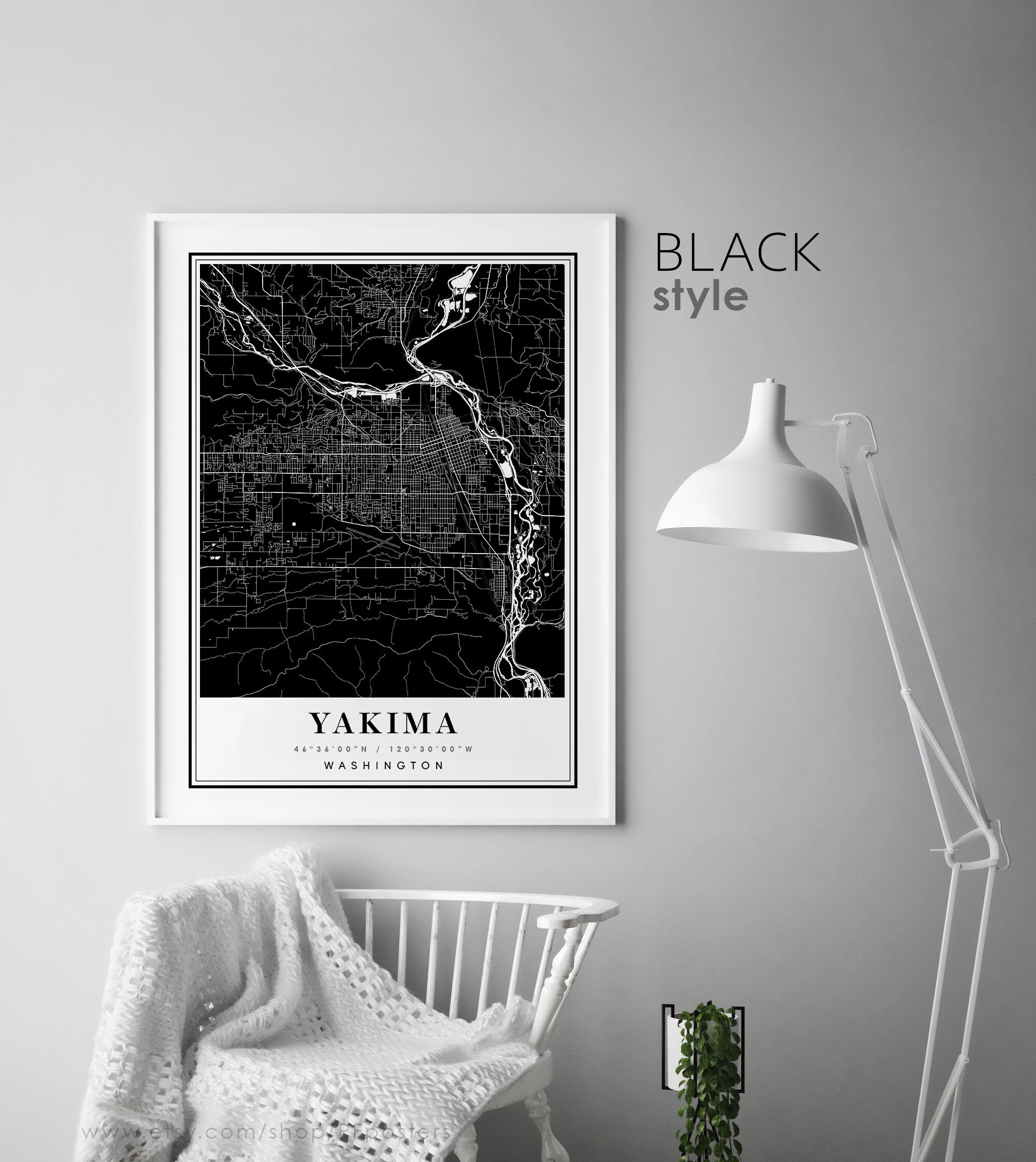 YAKIMA Map Yakima Washington City Map Yakima WA Print Etsy