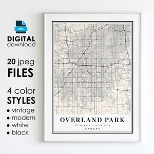 OVERLAND PARK KS Karte - Druckbare digitale Kunst - Overland Park Kansas City Poster Karte - Digitaler Sofort Download