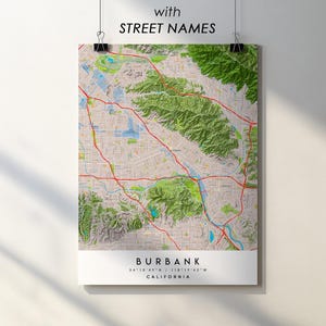 Burbank CA City Map Print Poster: Detailed Street Map (Digital Download)
