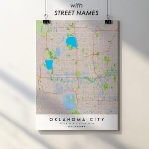 Impresión del mapa de Oklahoma City: póster detallado de arte callejero (descarga digital)