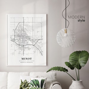 Minot North Dakota ND map, Minot city map, Minot print, Minot poster map, Valentine's Day gift image 2