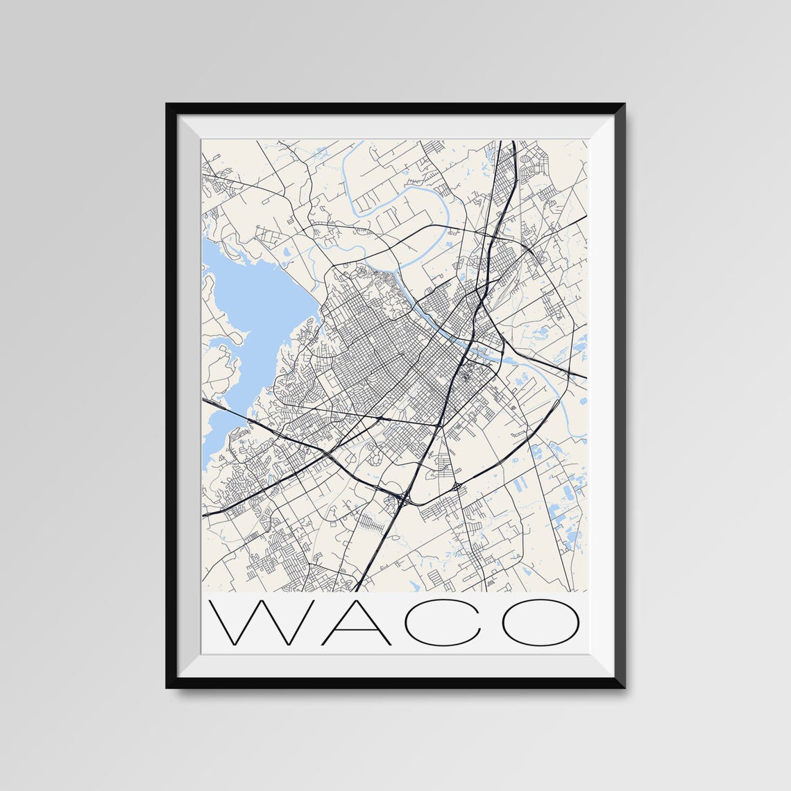 WACO Texas Map Waco City Map Print Waco Map Poster Waco Etsy