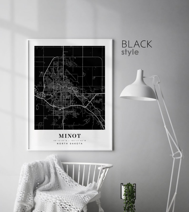 Minot North Dakota ND map, Minot city map, Minot print, Minot poster map, Valentine's Day gift image 4