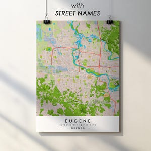 Eugene Oregon City Map Print: Minimalist Street Art (Digital Download)