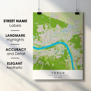 Toruń Poland City Map Art Print with Street Names (Digital Download)