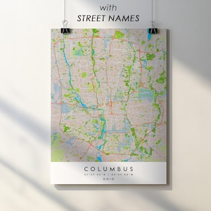 Columbus Ohio City Map Print Poster with Street Names (Digital Download)